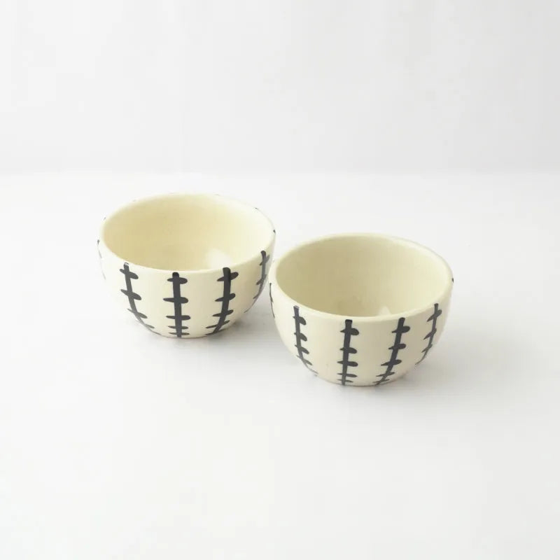 Black Striped Ceramic Bowl | Set of 2 Default Title