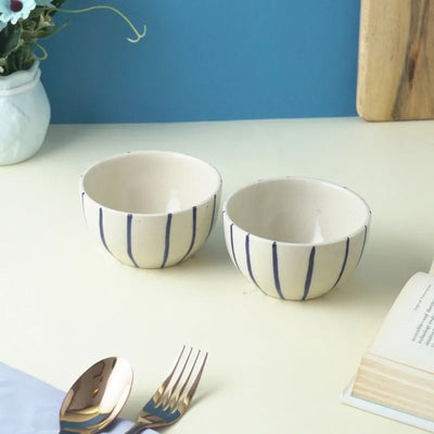 Vertical Stripe Ceramic Bowl | Set of 2 Default Title