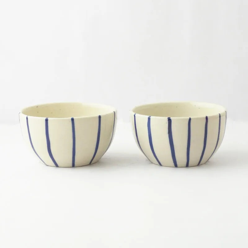 Vertical Stripe Ceramic Bowl | Set of 2 Default Title