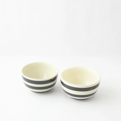 Black Stroked Ceramic Bowl | Set of 2 Default Title