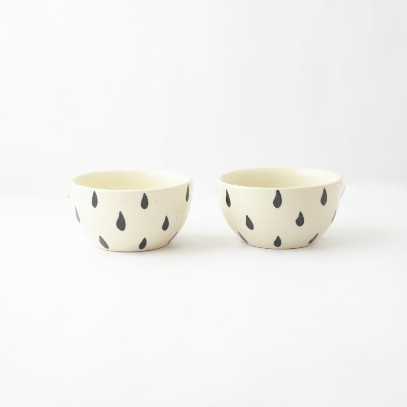 Blue Striped Ceramic Bowl | Set of 2 Default Title