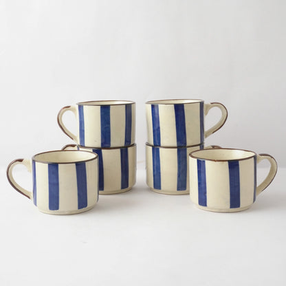 Striped Ceramic Tea Cups | Set of 6 Default Title