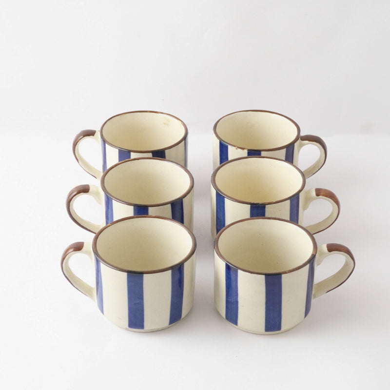 Striped Ceramic Tea Cups | Set of 6 Default Title