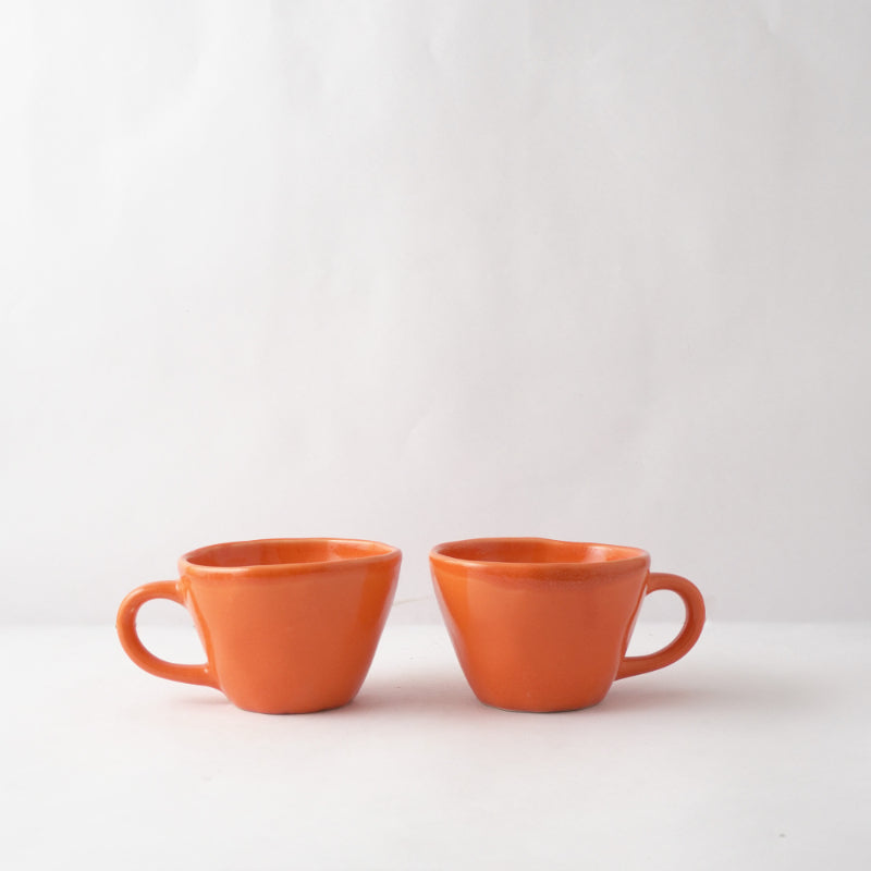 Orange Cappuccino Ceramic Cups | Set of 2