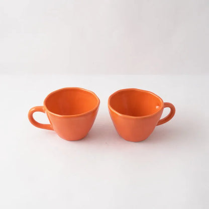 Orange Cappuccino Ceramic Cups | Set of 2