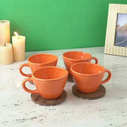 Orange Cappuccino Ceramic Cups | Set of 4