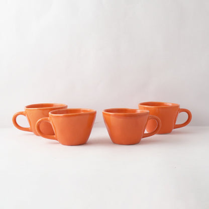 Orange Cappuccino Ceramic Cups | Set of 4