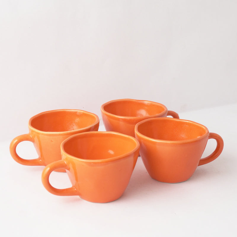 Orange Cappuccino Ceramic Cups | Set of 4