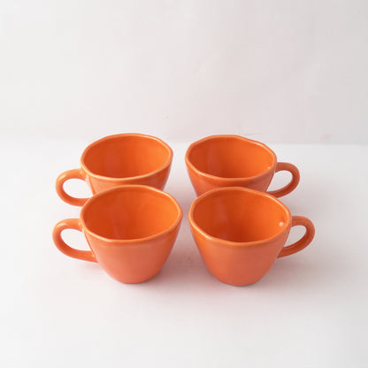 Orange Cappuccino Ceramic Cups | Set of 4