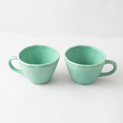 Sea Green Cappuccino Ceramic Cups | Set of 2