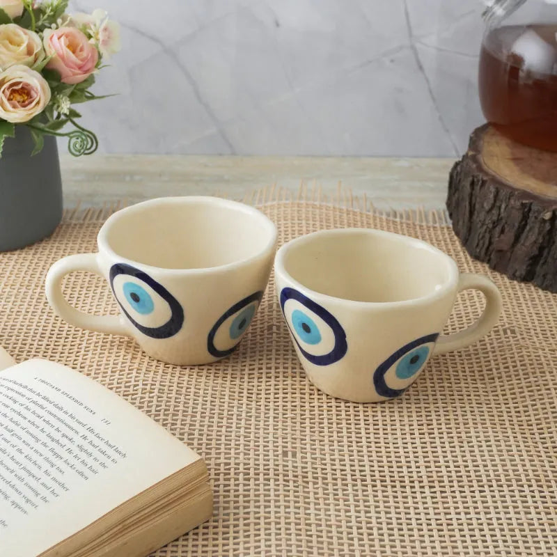 Evil Eye Ceramic Tea Cups | Set of 2 Default Title