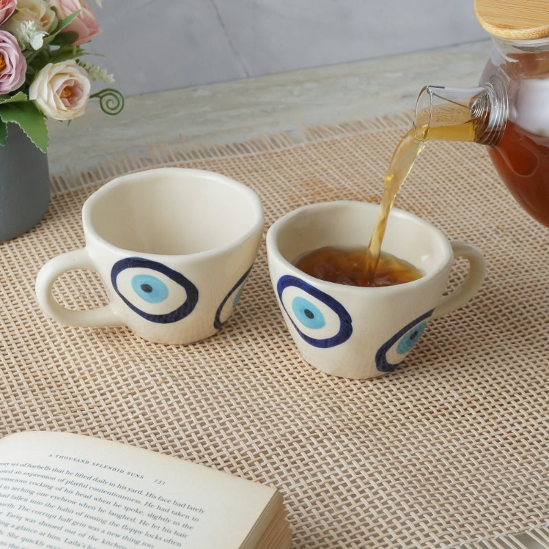 Evil Eye Ceramic Tea Cups | Set of 2 Default Title