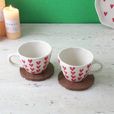 Heart Ceramic Tea Cups | Set of 2 Default Title