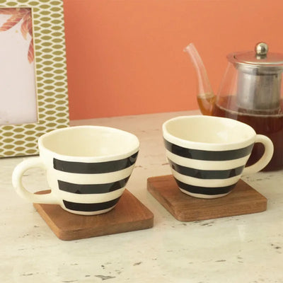 Ceramic Bohemic BW Stripe Cups | Set of 2 Default Title