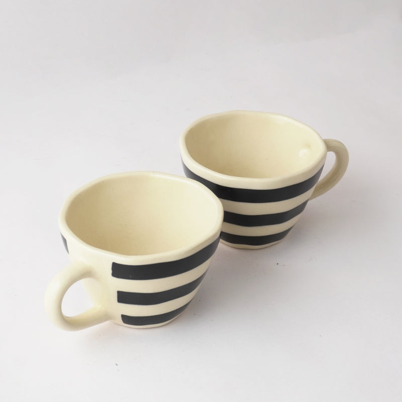Ceramic Bohemic BW Stripe Cups | Set of 2 Default Title