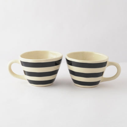 Ceramic Bohemic BW Stripe Cups | Set of 2 Default Title