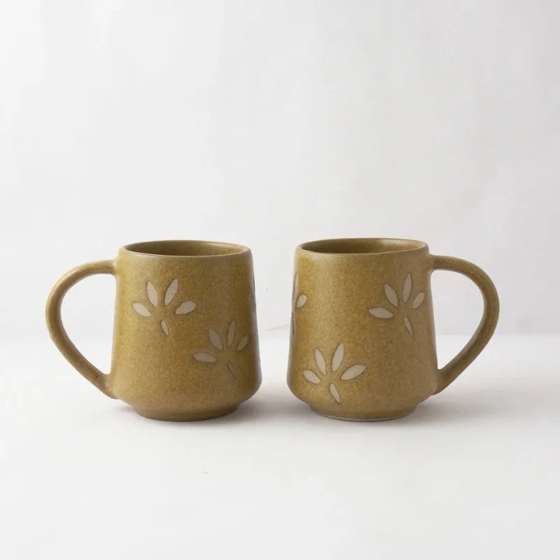 Ceramic Glazed Petal Cups  | Set of 2