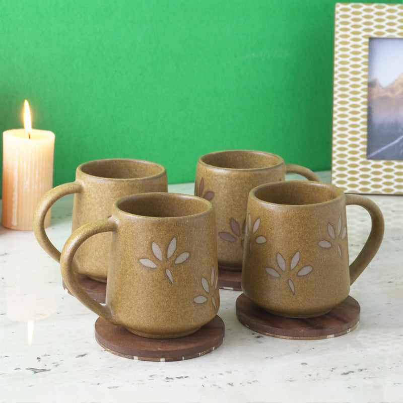 Ceramic Glazed Petal Cups  | Set of 4