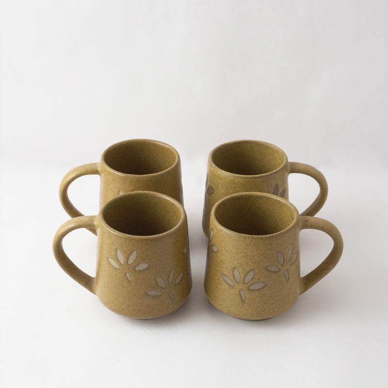 Ceramic Glazed Petal Cups  | Set of 4