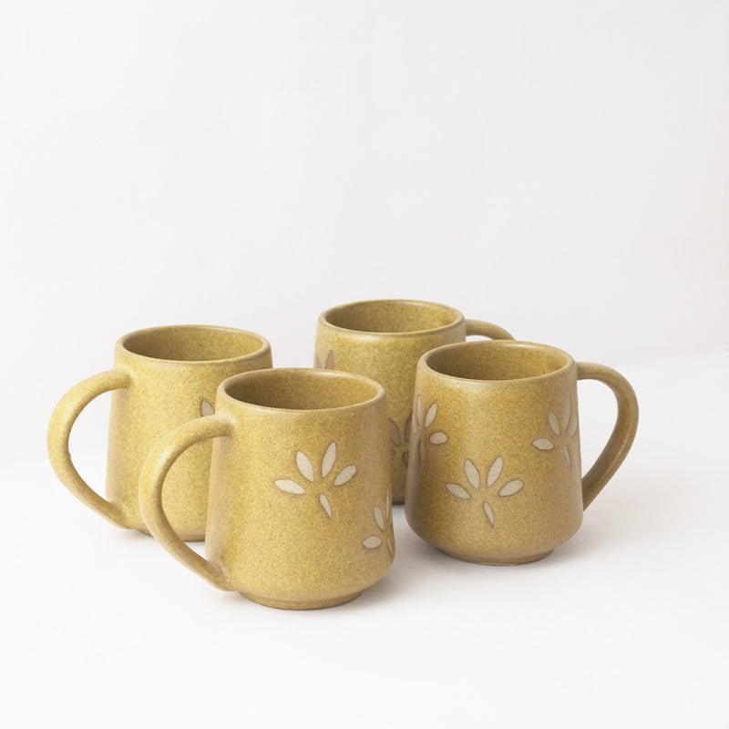 Ceramic Glazed Petal Cups  | Set of 4