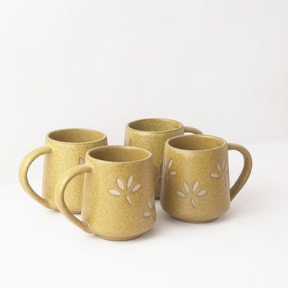 Ceramic Glazed Petal Cups  | Set of 4