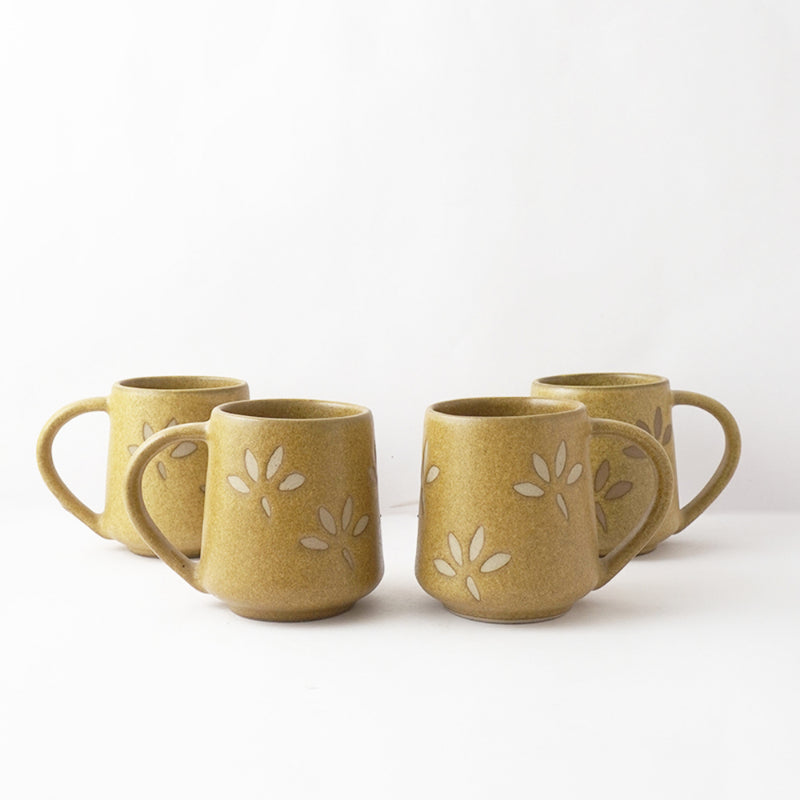 Ceramic Glazed Petal Cups  | Set of 4