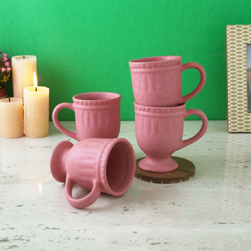 Royal Pink Ceramic Mug  | Set of 4