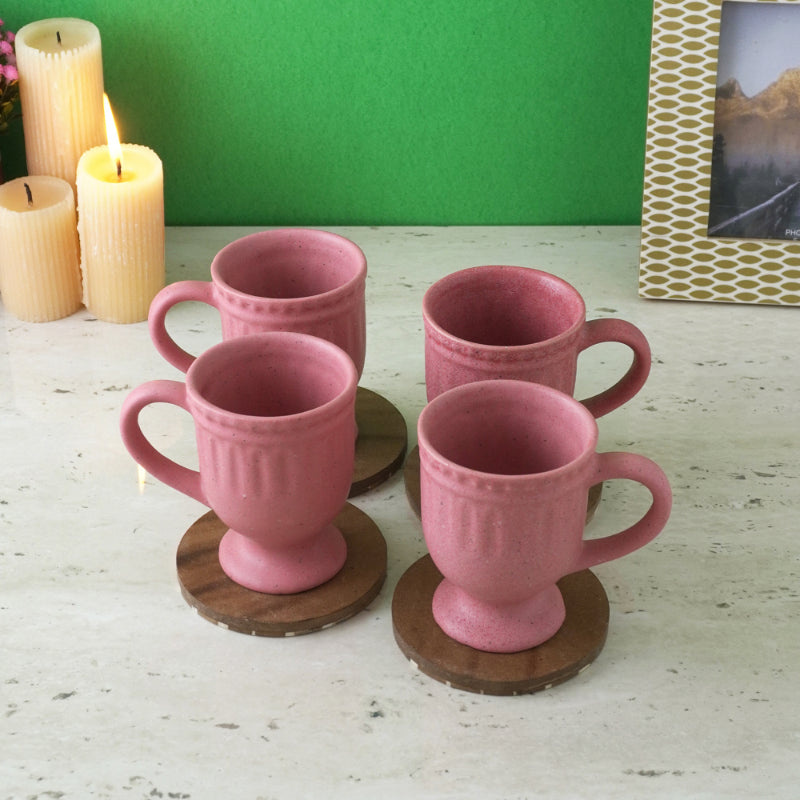 Royal Pink Ceramic Mug  | Set of 4