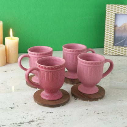 Royal Pink Ceramic Mug  | Set of 4