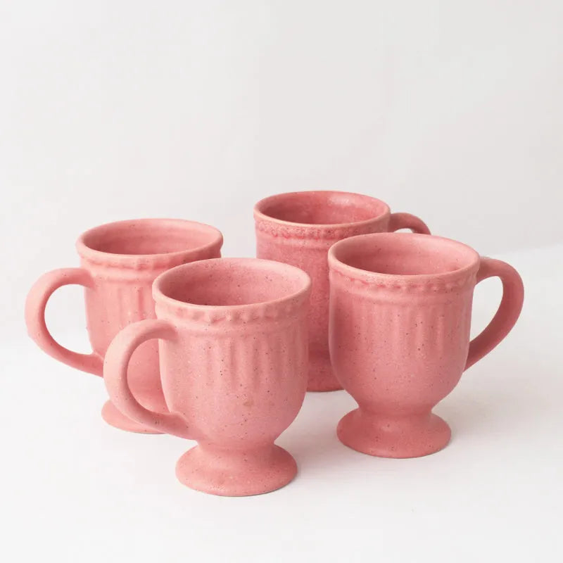 Royal Pink Ceramic Mug  | Set of 4