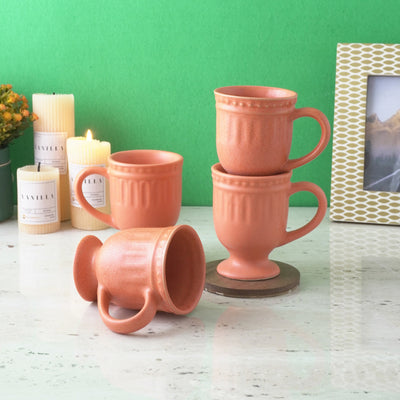 Royal Orange Ceramic Mug  | Set of 4