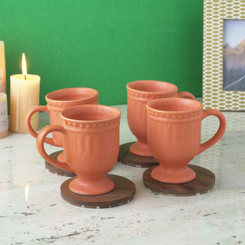 Royal Orange Ceramic Mug  | Set of 4