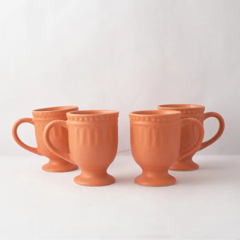 Royal Orange Ceramic Mug  | Set of 4