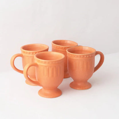 Royal Orange Ceramic Mug  | Set of 4