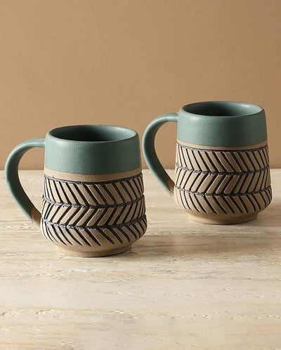 Premium Build Multicolor Arrow Wave Ceramic Mug | Set of 2 | 4 x 4 inches | 300ml