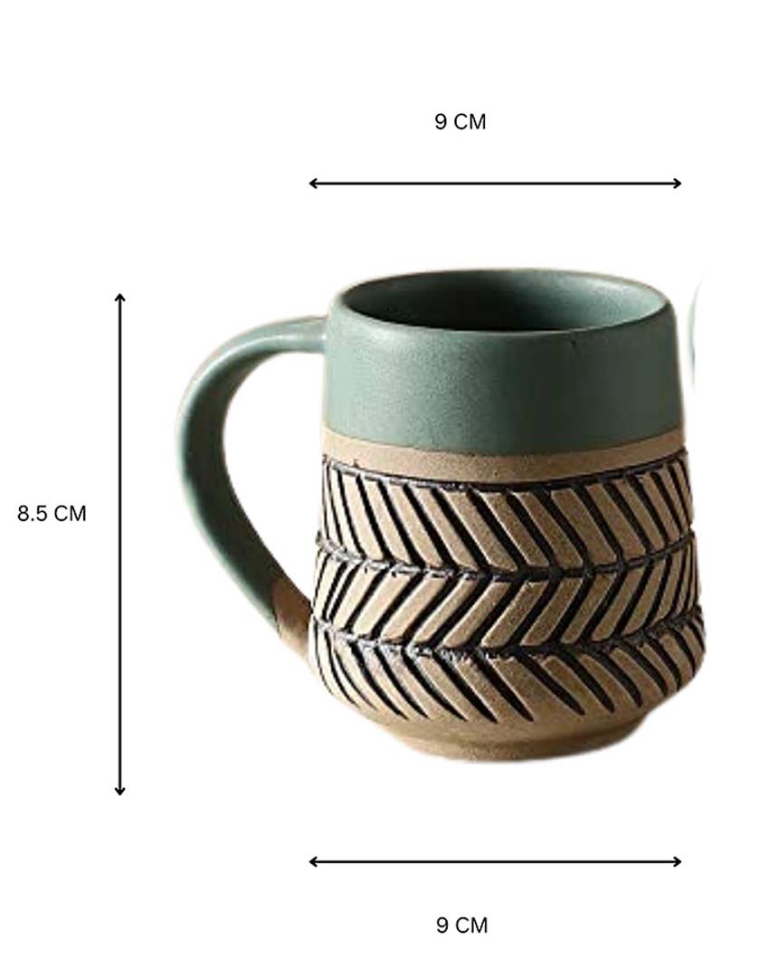 Premium Build Multicolor Arrow Wave Ceramic Mug | Set of 2 | 4 x 4 inches | 300ml