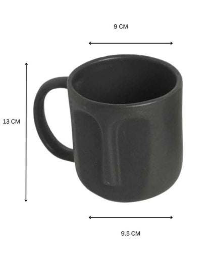 Elegant & Durable Black Shade Ceramic Face Mug | Set of 2 | 4 x 5 inches | 300ml