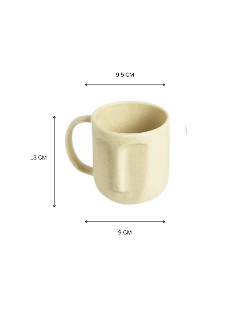 Durable Beige Shade Ceramic Face Mug | Set of 2 | 4 x 5 inches | 300ml