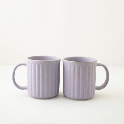 Lilac Striped Ceramic Coffee Mug  | Set of 2