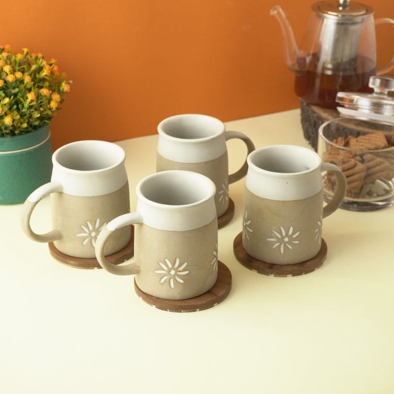 Floral Dip Matte Ceramic Mug | Set of 4 Default Title