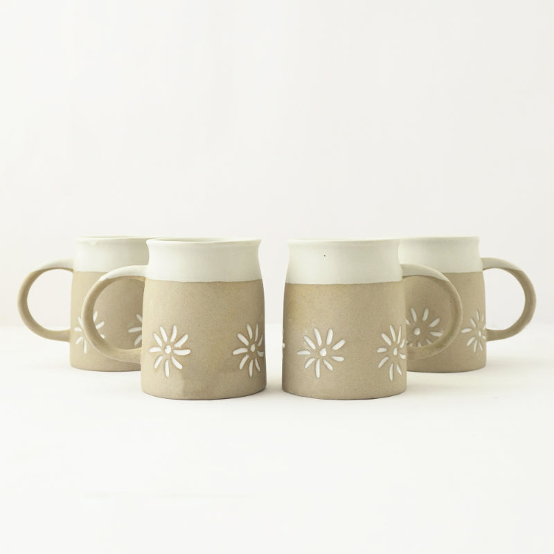 Floral Dip Matte Ceramic Mug | Set of 4 Default Title