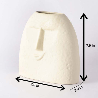 Elegant & Durable Smirk Ceramic White Vase Without Flower | 8 x 4 x 8 inches