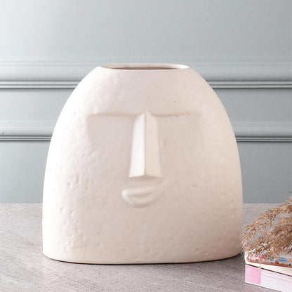 Elegant & Durable Smirk Ceramic White Vase Without Flower | 8 x 4 x 8 inches