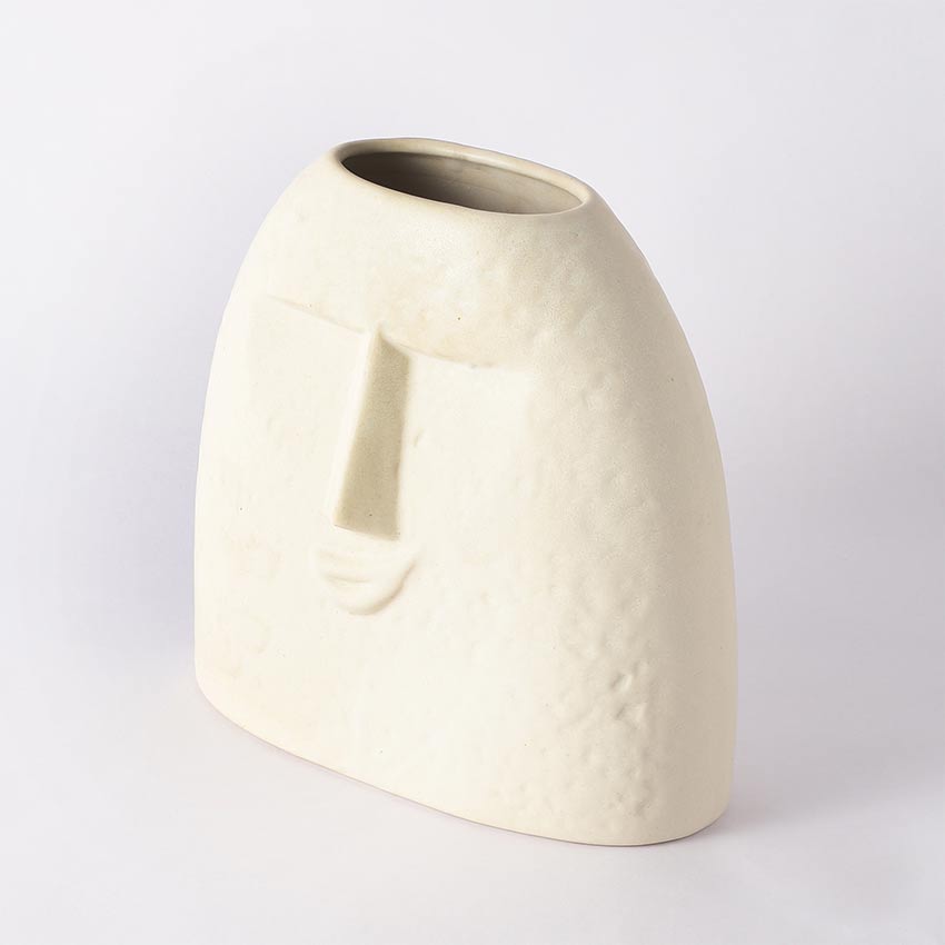 Elegant & Durable Smirk Ceramic White Vase Without Flower | 8 x 4 x 8 inches