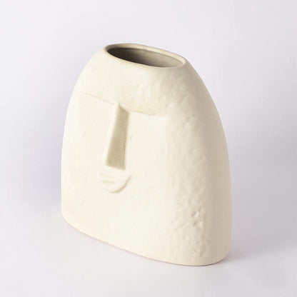 Elegant & Durable Smirk Ceramic White Vase Without Flower | 8 x 4 x 8 inches