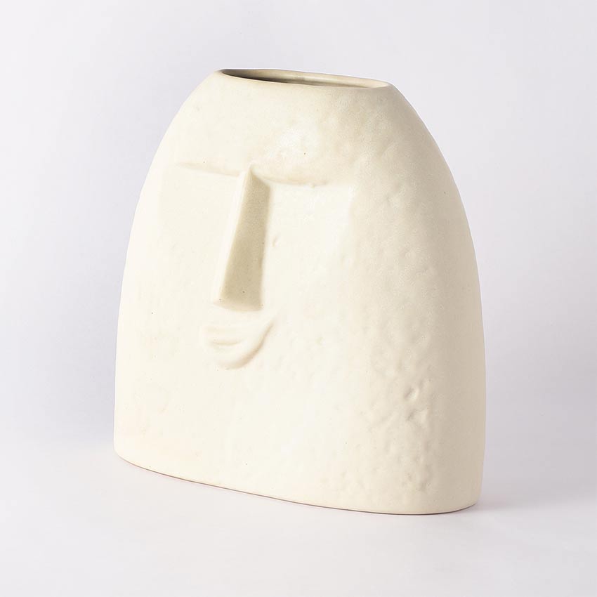 Elegant & Durable Smirk Ceramic White Vase Without Flower | 8 x 4 x 8 inches