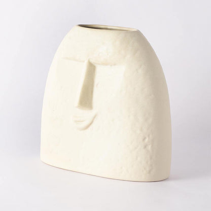 Elegant & Durable Smirk Ceramic White Vase Without Flower | 8 x 4 x 8 inches