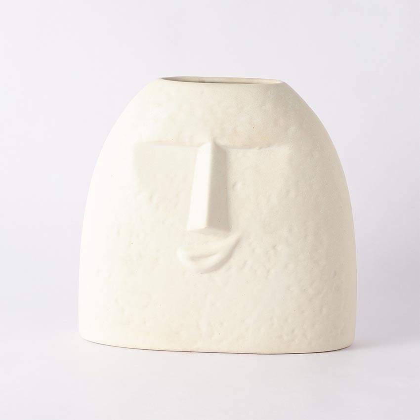 Elegant & Durable Smirk Ceramic White Vase Without Flower | 8 x 4 x 8 inches