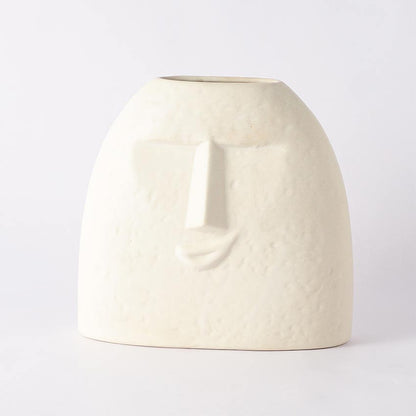 Elegant & Durable Smirk Ceramic White Vase Without Flower | 8 x 4 x 8 inches