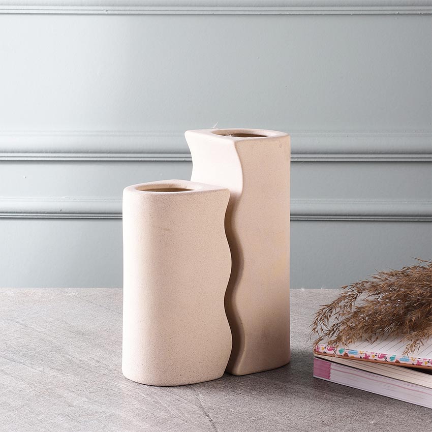 Unique Broken Pieces Style Ceramic Vases Without Flower | Pack of 2